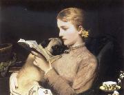 Girl Reading with Pug Charles Barber